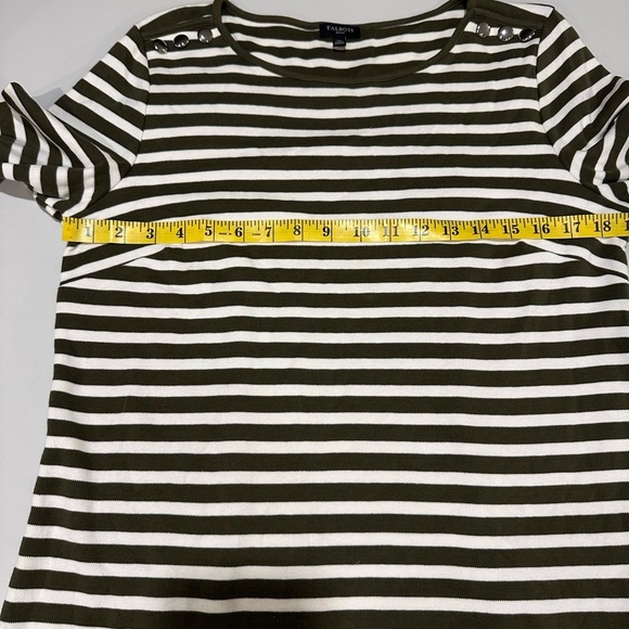 Talbots Striped Olive Green and White Dress Size LP - Picture 7 of 8